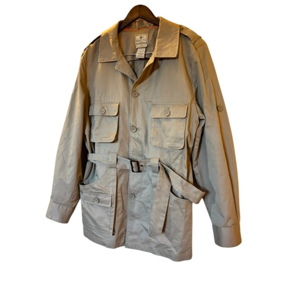 Beretta Men's Tan Cotton Safari Field Jacket Belted Utility Coat US L/Italian XL